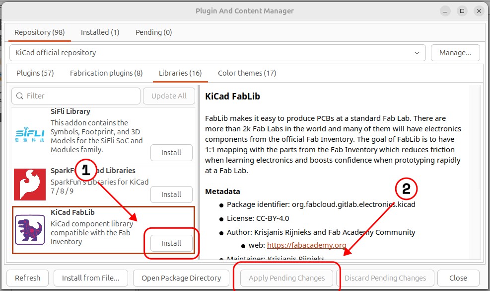 Steps to install KiCad FabLib